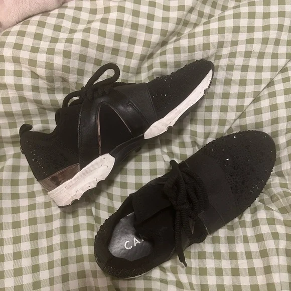 Carvela Lament Bling Embellished Women's Sneakers in Black Size 38.5 - Picture 2 of 9